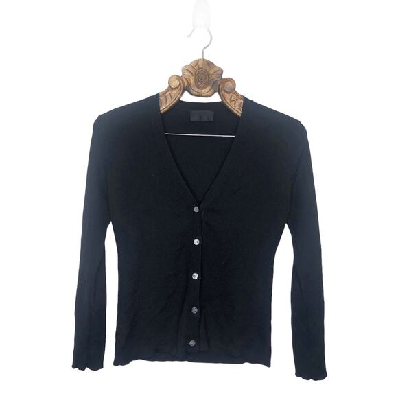 Nili Lotan Cardigan Sweater Black V Neck 100% Silk Button Up Knit Classic Chic - Picture 1 of 6